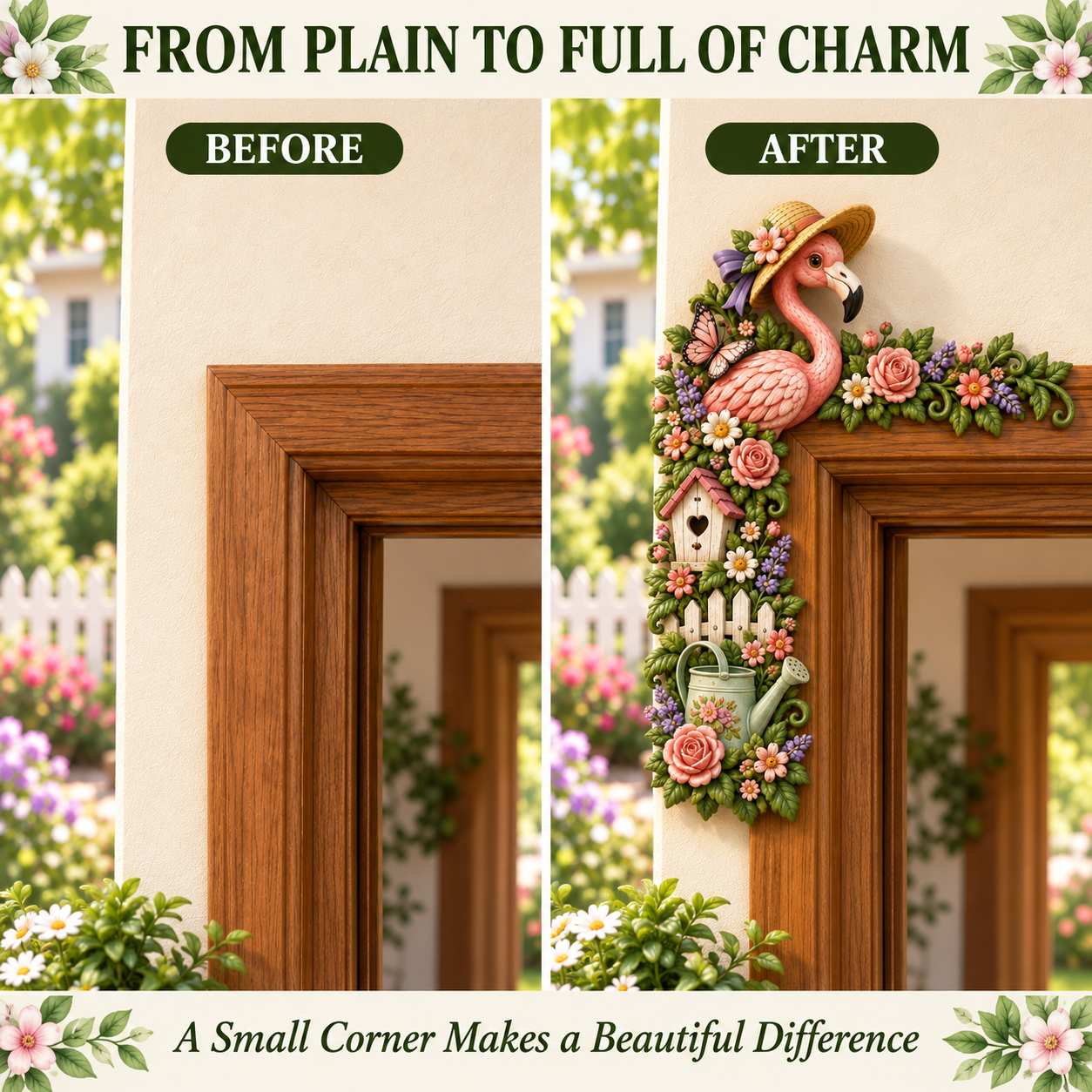Garden Door Frame Corner Decor – 6 Nature-Inspired Styles 🌸🦋